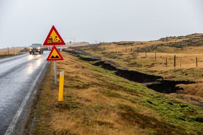 Skammt frá Grindavík í gær. 