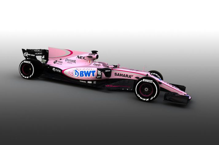 Force India bíllinn er orðinn bleikur.