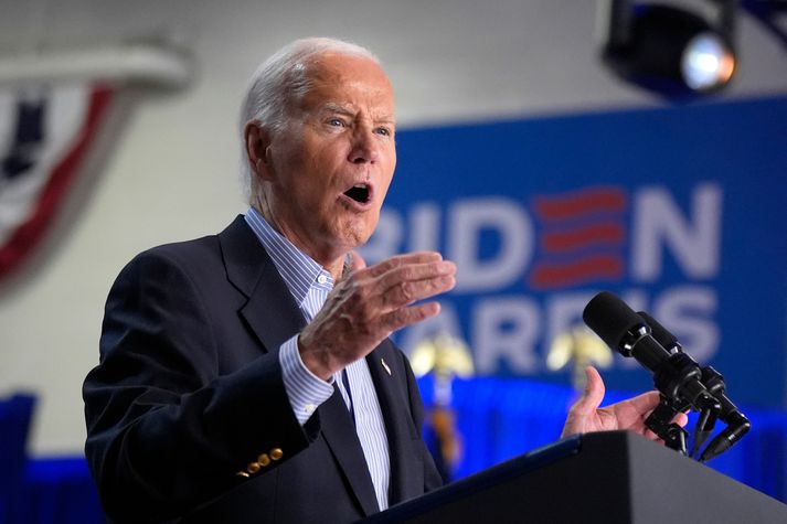 Biden flutti ræðu á kosningafundi í Wisconsin í dag sem þótti mun kraftmeiri en framkoma hans í kappræðunum.