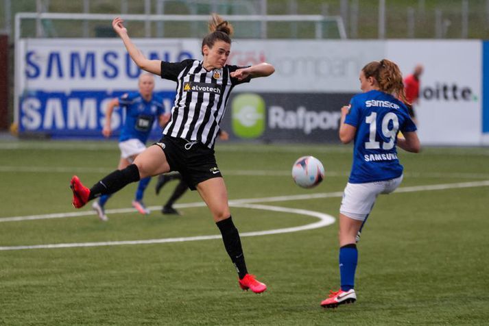 Katrín Ásbjörnsdóttir skoraði tvö mörk þegar KR spilaði síðast leik í Mjólkurbikarnum þegar liðið var nýkomið úr sóttkví.