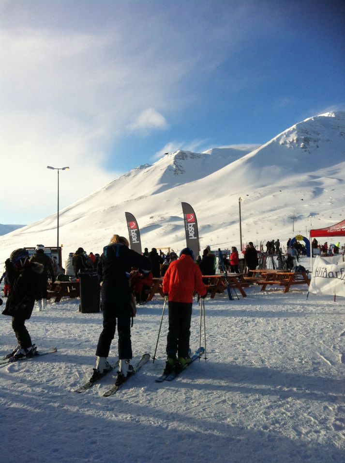 Mynd frá Hlíðarfjalli í dag.