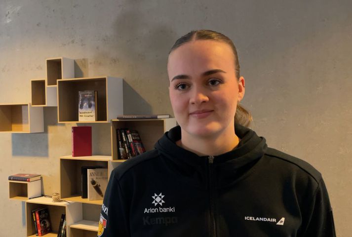 Katrín Tinna Jensdóttir nýtur sín vel á fyrsta stórmótinu.