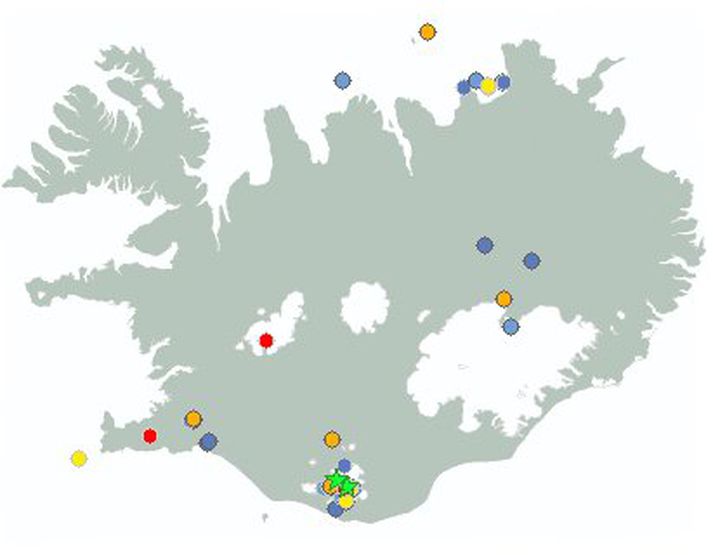 Nokkur skjálftavirkni hefur verið í Mýrdalsjökli að undanförnu eins og sést á þessu korti Veðurstofunnar.