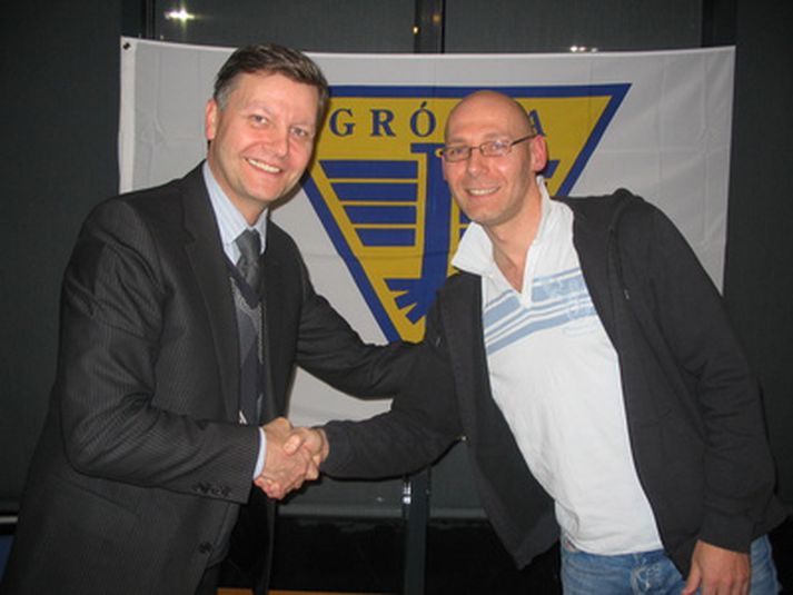 Hilmar Steinar Sigurðsson, formaður knattspyrnudeildar Gróttu, og Kristján Finnbogason.