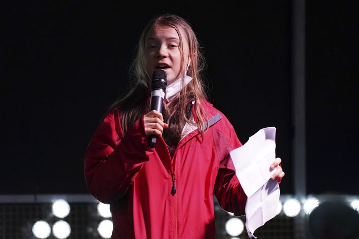 Baráttukonan Greta Thunberg lét leiðtoga heimsins aldeilis heyra það fyrir aðgerðaleysi í loftslagsmálum í ræðu sem hún hélt fyrir þúsundir ungmenna og annarra í Glasgow í dag.