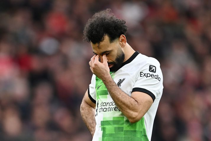 Mohammed Salah og félagar í Liverpool töpuðu dýrmætum stigum á Old Trafford í gær.