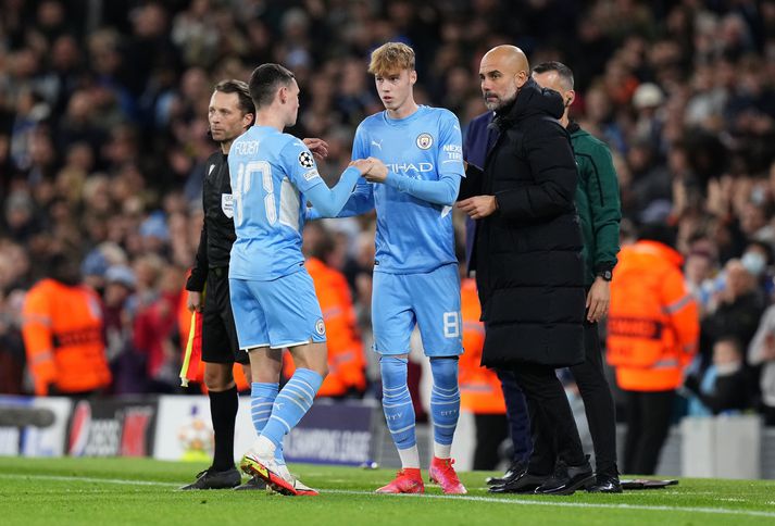 Cole Palmer kemur inn á fyrir Phil Foden gegn Club Brugge í riðlakeppni Meistaradeildarinnar.