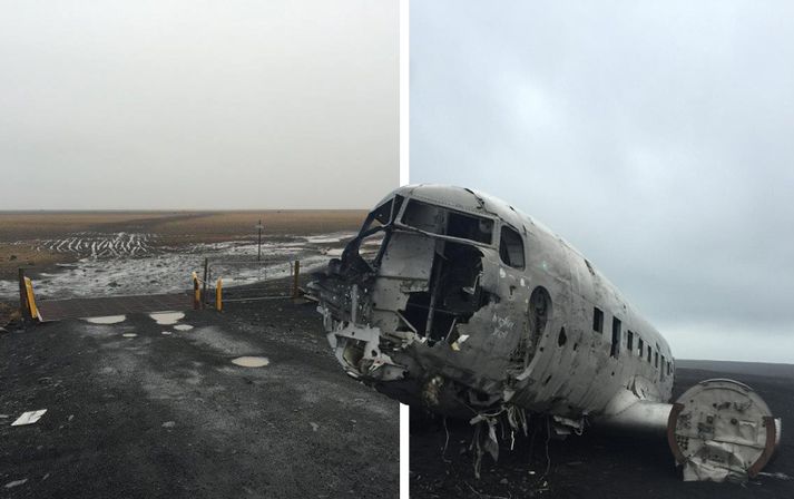 Vegurinn niður að flugvélaflakinu var illa farinn þegar landeigendur lokuðu honum síðasta vetur.