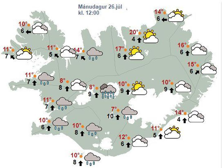 Veður verður best á Norðausturlandi í dag.