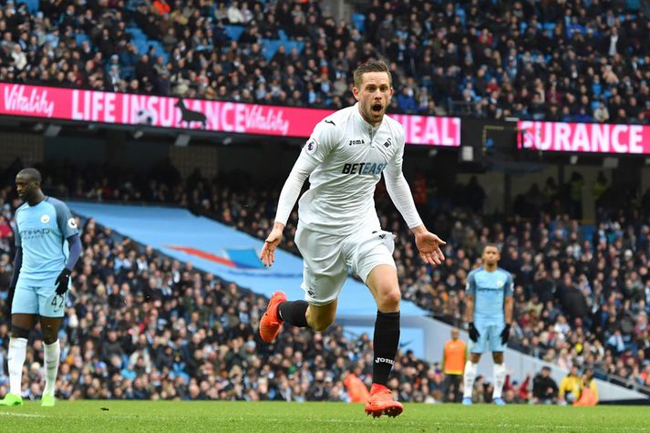 Gylfi Þór Sigurðsson hreyfir sig mikið í leikjum Swansea.