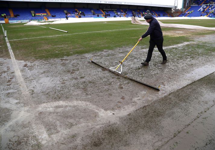 Vallarstarfsmenn á Prenton Park hafa haft í nógu að snúast.