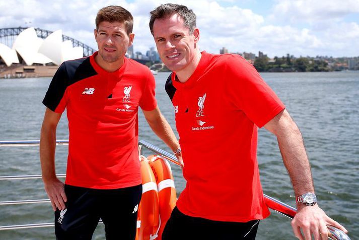 Liverpool goðsagnirnar Steven Gerrard og Jamie Carragher saman í keppnisferð með Liverpool í Ástralíu.