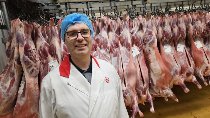 Benedikt Benediktsson, sem er framleiðslustjóri hjá SS. Hann er ánægður með að sláturtíðin sé hafin.