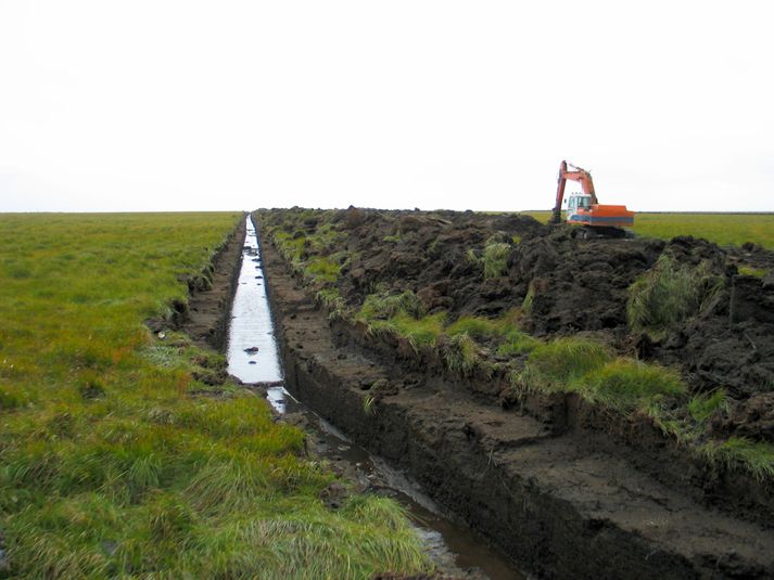 Þegar votlendi er ræst fram byrjar mýrarjarðvegur að rotna og losa koltvísýring út í andrúmsloftið. Endurheimt votlendis hefur verið teflt fram til að draga úr losun gróðurhúsalofttegunda á Íslandi.