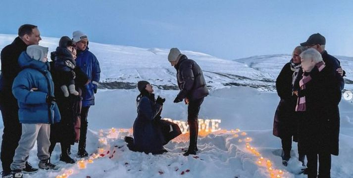 Bónorðið til Öldu var útpælt.