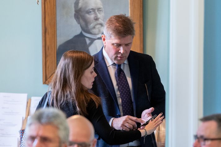 Bjarni Benediktsson, fjármála- og efnahagsráðherra, og Katrín Jakobsdóttir forsætisráðherra voru bæði gestir Kryddsíldarinnar á Stöð 2 á gamlársdag.