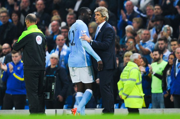 Toure og Pellegrini á góðri stundu.