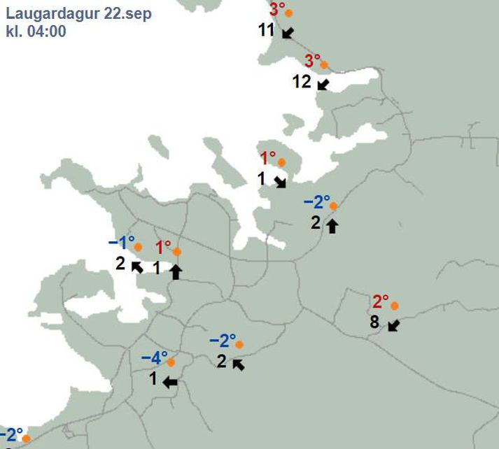 Veðurkort af Suðvesturhorninu.