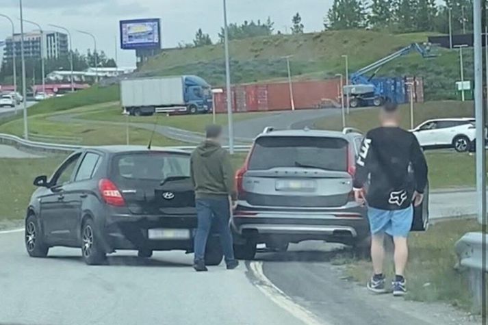 Frá vettvangi slyssins.