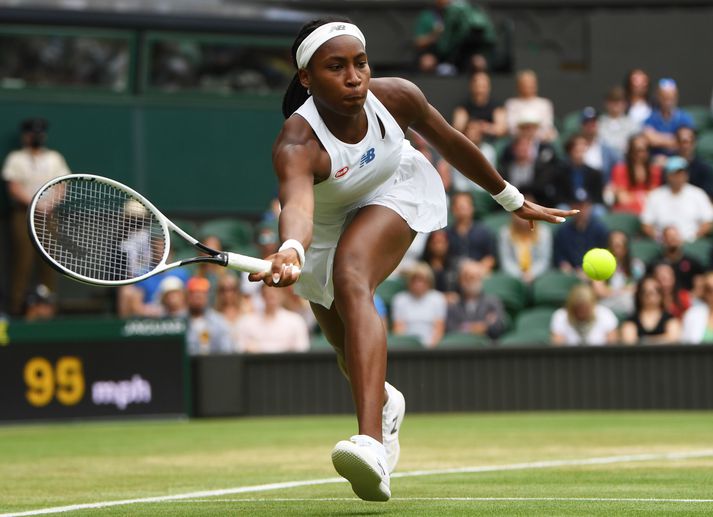 Coco Gauff var ánægð eftir sigur gærkvöldsins.