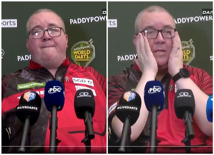 Stephen Bunting var mikið niðri fyrir á blaðamannafundinum og tárin runnu.