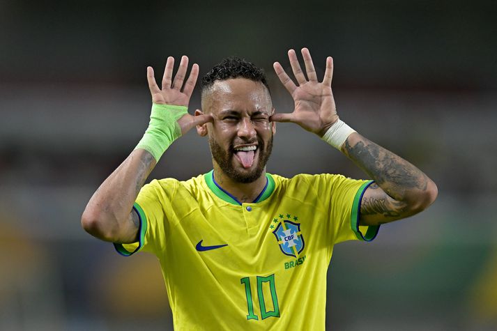 Neymar fagnar einu af 79 mörkum sínum fyrir brasilíska landsliðið.