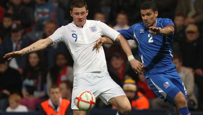 Guðlaugur Victor í leik með U-21 landsliði Íslands.
