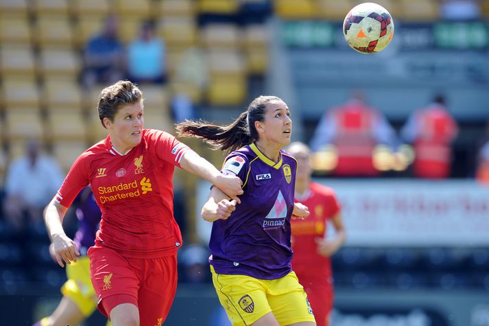 Katrín Ómarsdóttir varð enskur meistari með Liverpool annað árið í röð á dögunum.