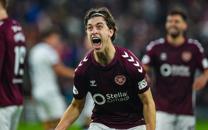 Tómas Bent þegar hann skoraði fyrir Hearts á dögunum.