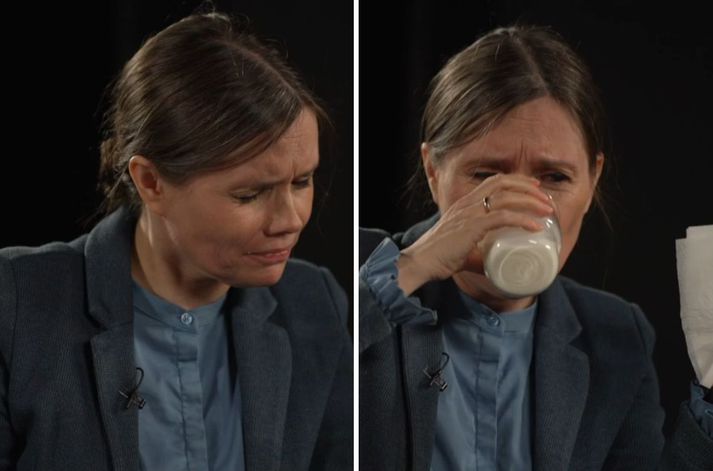 Katrín er reynslubolti þegar það kemur að því að borða sterka vængi en heitustu sósurnar tóku samt á.