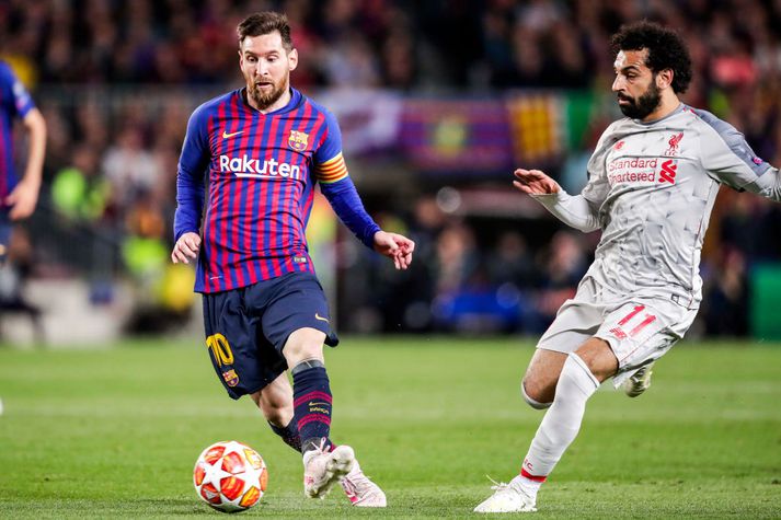 Lionel Messi og Mohamed Salah hafa mæst á fótboltavellinum en gætu nú orðið liðsfélagar.