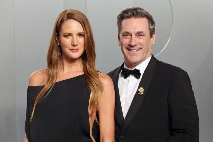 Hjónin Anna Osceola og Jon Hamm á Óskarnum fyrr á árinu.