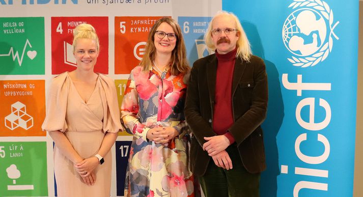 Edda Hermannsdóttir, nýr stjórnarformaður UNICEF á Íslandi, Birna Þórarinsdóttir framkvæmdastjóri og Óttarr Proppé, fráfarandi stjórnarformaður.