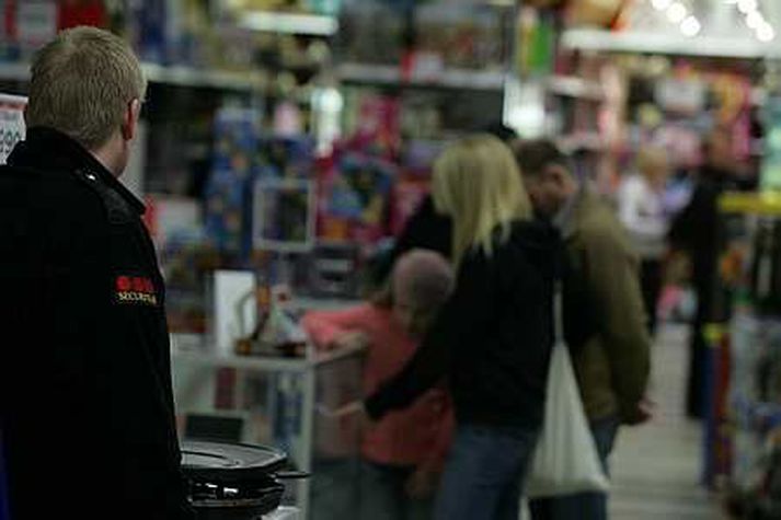 Öryggisvörður að störfum.