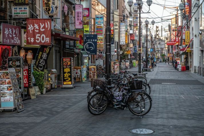 Frá Dotonbori í stórborginni Osaka.