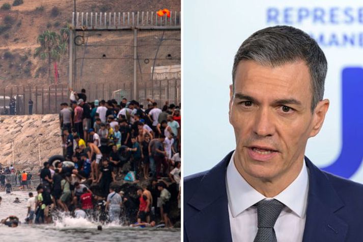 Tugþúsundir streymdu yfir landamæri hólmlendunnar í gær og fyrradag sem kallaði gagnrýni yfir ríkisstjórn Pedro Sanchez. 