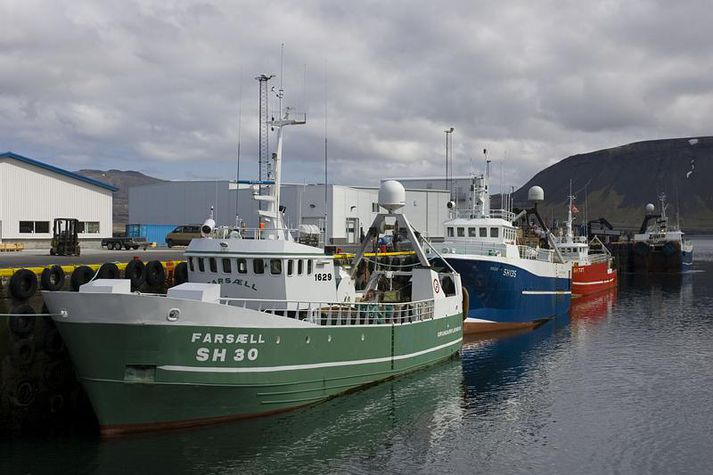 Skip við Grunarfjarðarhöfn. Garpur er ekki á þessari mynd.