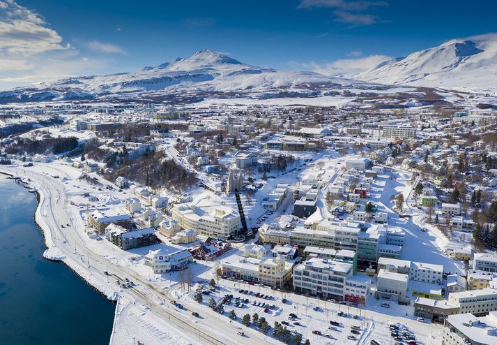 Akureyri í vetrarbúningi.