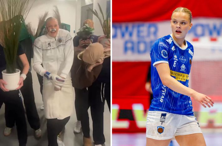 Alfa Brá og liðsfélagar hennar slógu á létta strengi til að hita upp fyrir bikarveisluna en alvaran tekur við annað kvöld.