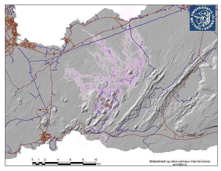 Mapa prezentuje prognozy związane z możliwą erupcją i tym jak może rozprzestrzenić się lawa.