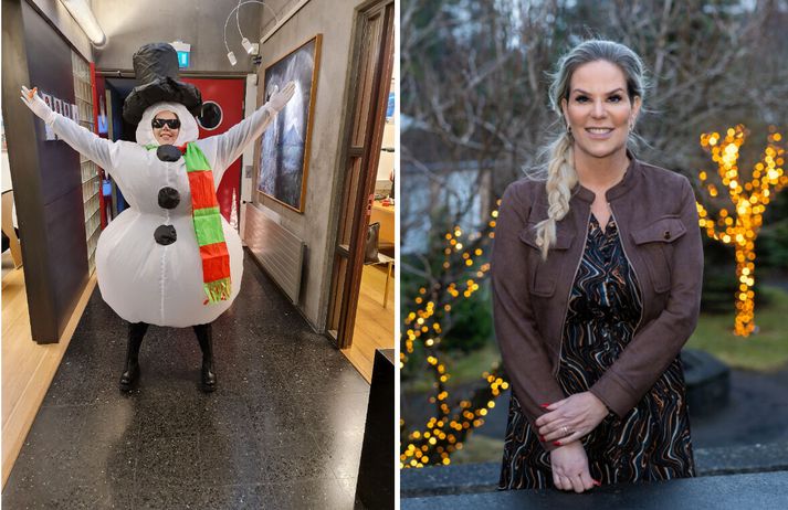 Það er allt lagt í sölurnar til að vinna bikarinn fyrir bestu jólamyndina hjá félögum Hornsteins; BM Vallá og Björgun Sement. Helga Fjóla Sæmundsdóttir, framkvæmdastjóri mannauðssviðs, segir sumar jólahefðir félagsins spanna marga áratugi aftur í tímann.