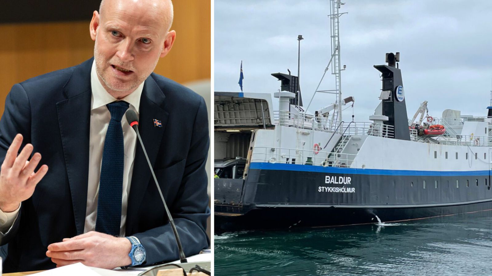 Ráð­herra vill varamótor Herjólfs til­tækan hér­lendis