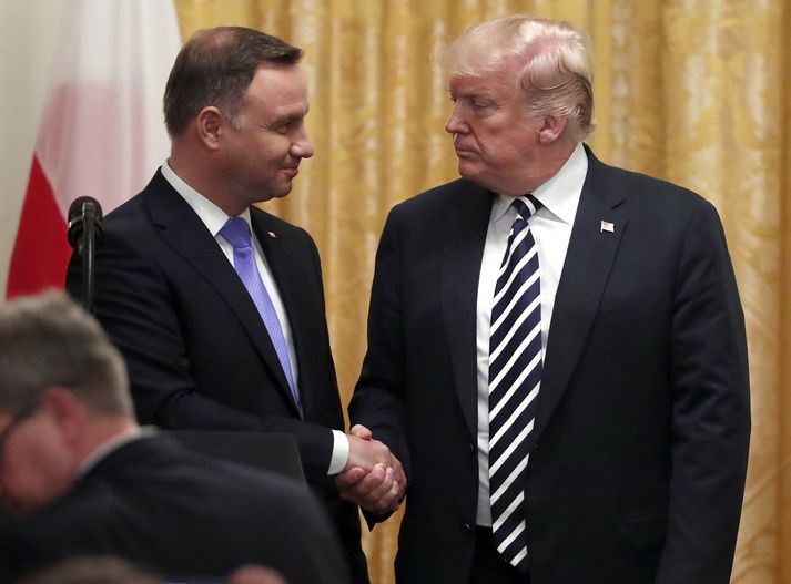 Andrzej Duda og Donald Trump í Hvíta húsinu í gær.