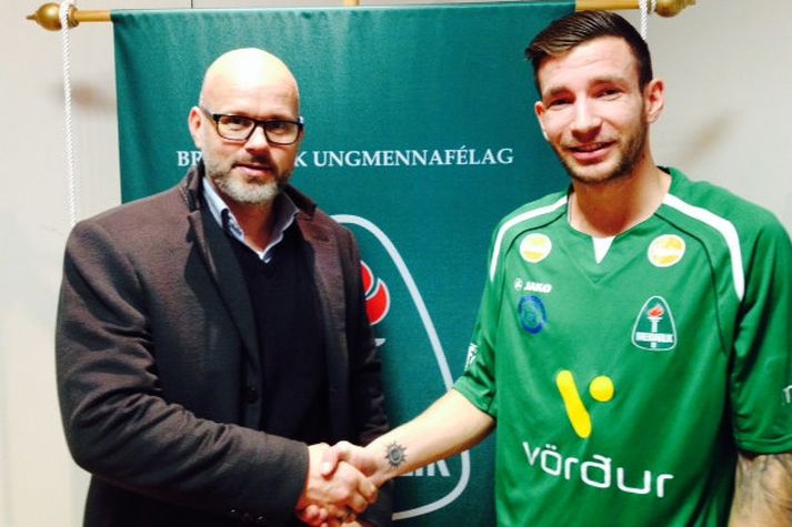 Damir Muminovic og Ólafur Kristjánsson, þjálfari Breiðabliks.