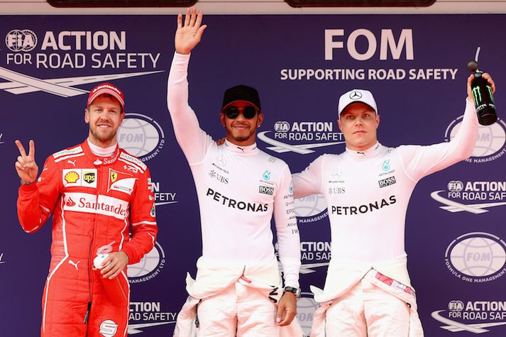 Þrír hröðustu menn dagsins: Sebastian Vettel, Lewis Hamilton og Valtteri Bottas.