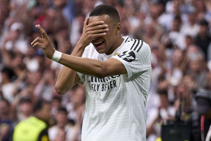 Kylian Mbappé fagnar einu af mörgum mörkum sínum með Real Madrid á hans fyrsta tímabili í höfuðborg Spánar.