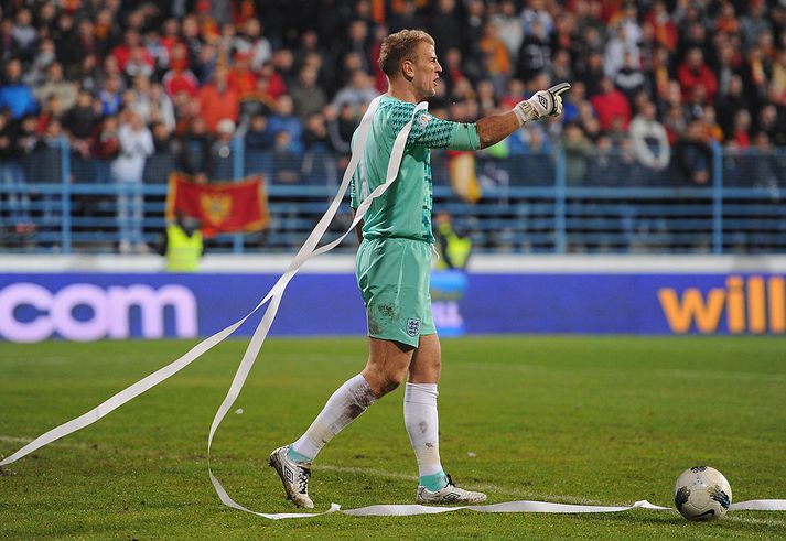 Það var ýmsu fleygt í átt að Joe Hart síðast þegar England mætti til Svartfjallalands