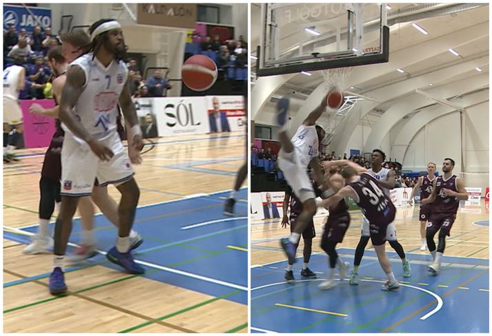 Ade Murkey átti rosalega troðslu í leiknum á móti Tindastóli. Hápunktur hjá Álftanesi á annars mjög myrku kvöldi.