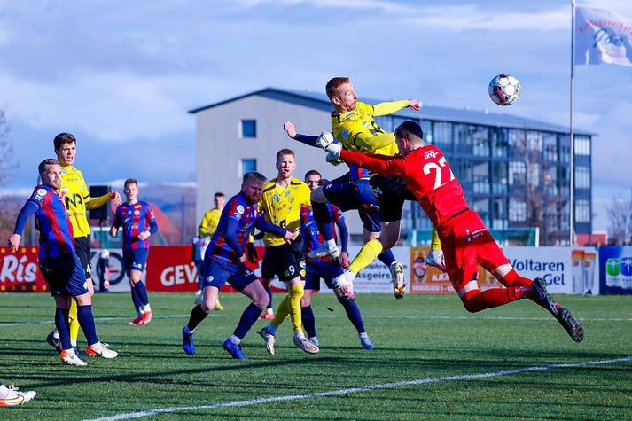 Aron Bjarki Jósepsson skoraði fyrra mark Skagamanna í dag.