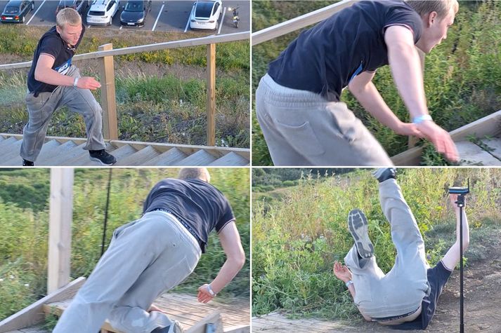 Jón Haukur gaf ekkert eftir hlaupinu upp Narfann. 
